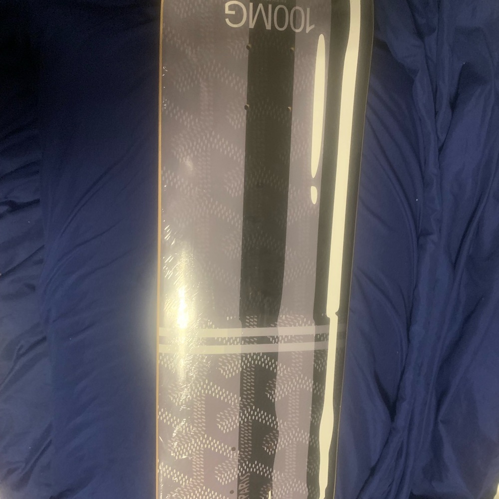 Goyard x 1XRUN 100MG pill by Denial Black and White Skateboard Deck